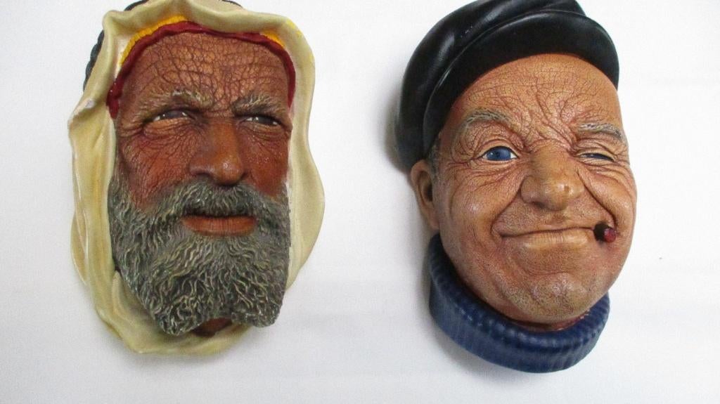 Twee vintage muurhoofdjes van Bossons 1967 40€ PER STUK, Verzamelen, Beelden en Beeldjes, Zo goed als nieuw, Mens, Ophalen