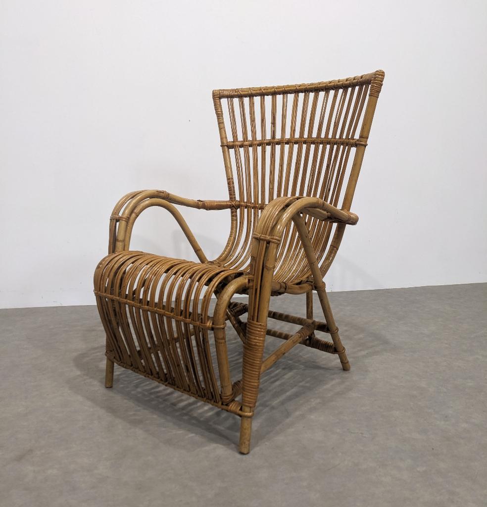 Vintage fauteuil van bamboe uit de jaren 70, Antiek en Kunst, Ophalen