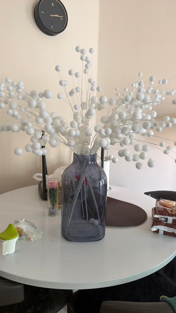 Decoratieve witte takken in grote glazen vaas, Huis en Inrichting, Ophalen, Zo goed als nieuw