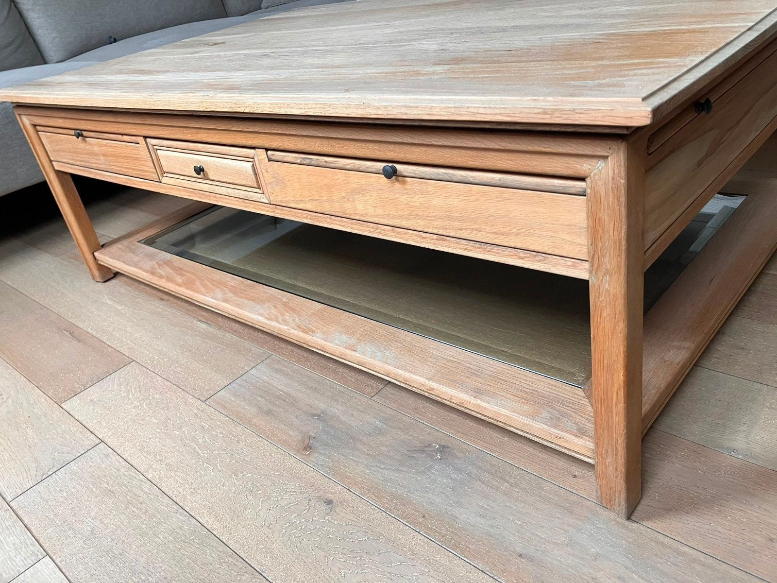 Massief eiken salontafel, Huis en Inrichting, Ophalen, Gebruikt, Eikenhout, 50 tot 100 cm