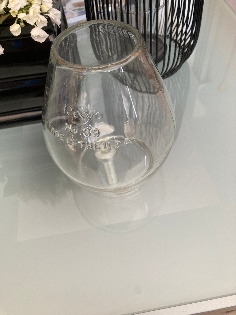 vintage   bolglas voor  olielamp "Rayo Made in the U.S.A ", Antiek en Kunst, Antiek | Glaswerk en Kristal, Ophalen of Verzenden