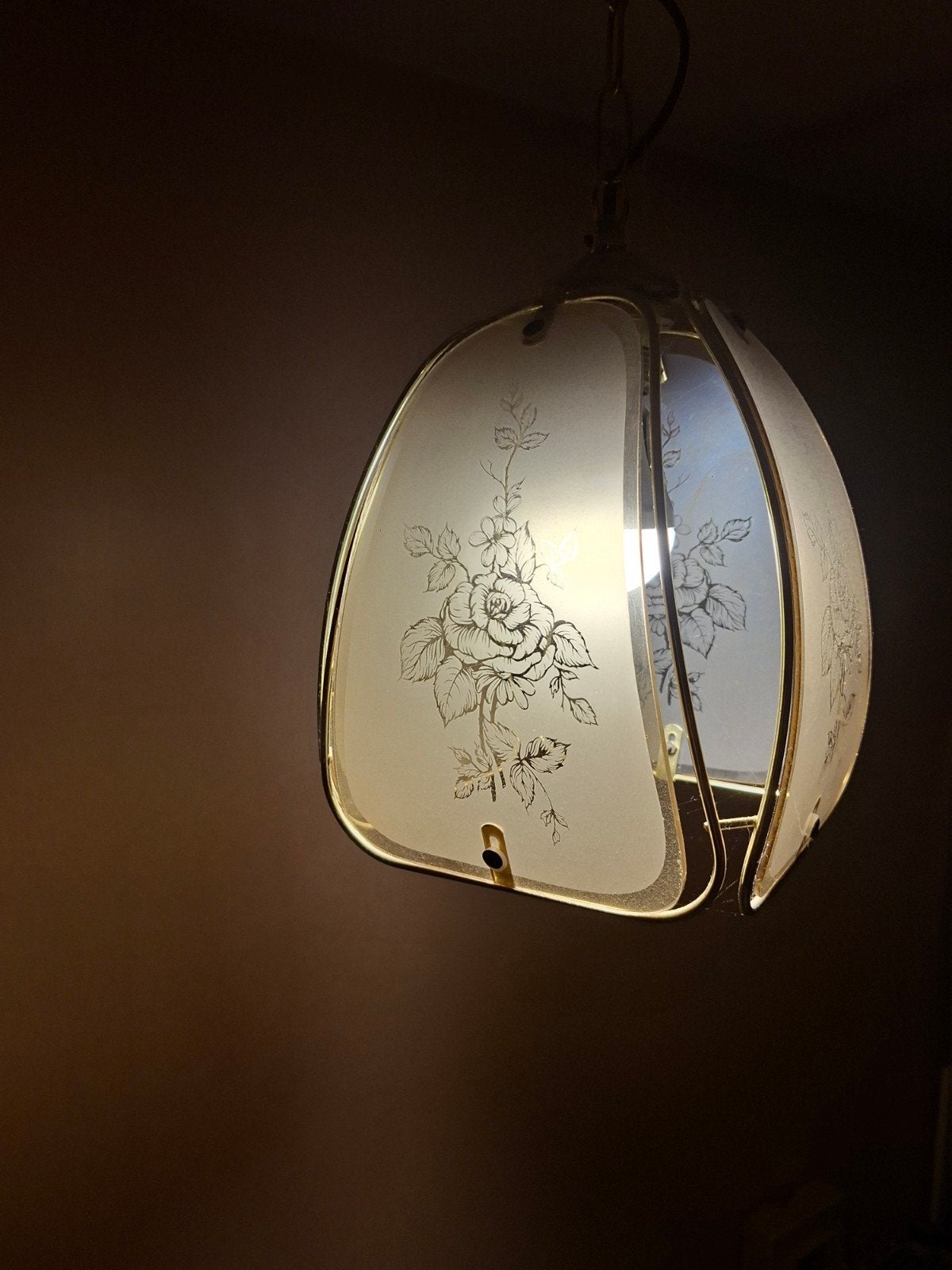 Lustre vintage, Maison & Meubles, Enlèvement ou Envoi, Blanc, Verre, Utilisé