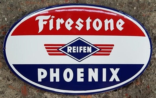 Firestone banden emaillen reclame bord USA decoratie borden, Verzamelen, Ophalen of Verzenden, Zo goed als nieuw, Reclamebord