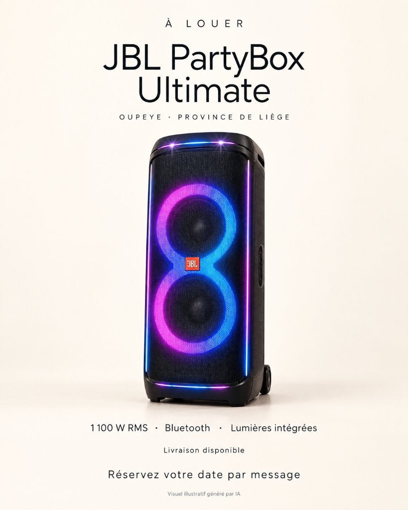 Location JBL PartyBox Ultimate 1 100 W — Oupeye / Liège, JBL, Enceinte de fête, Comme neuf, Enlèvement