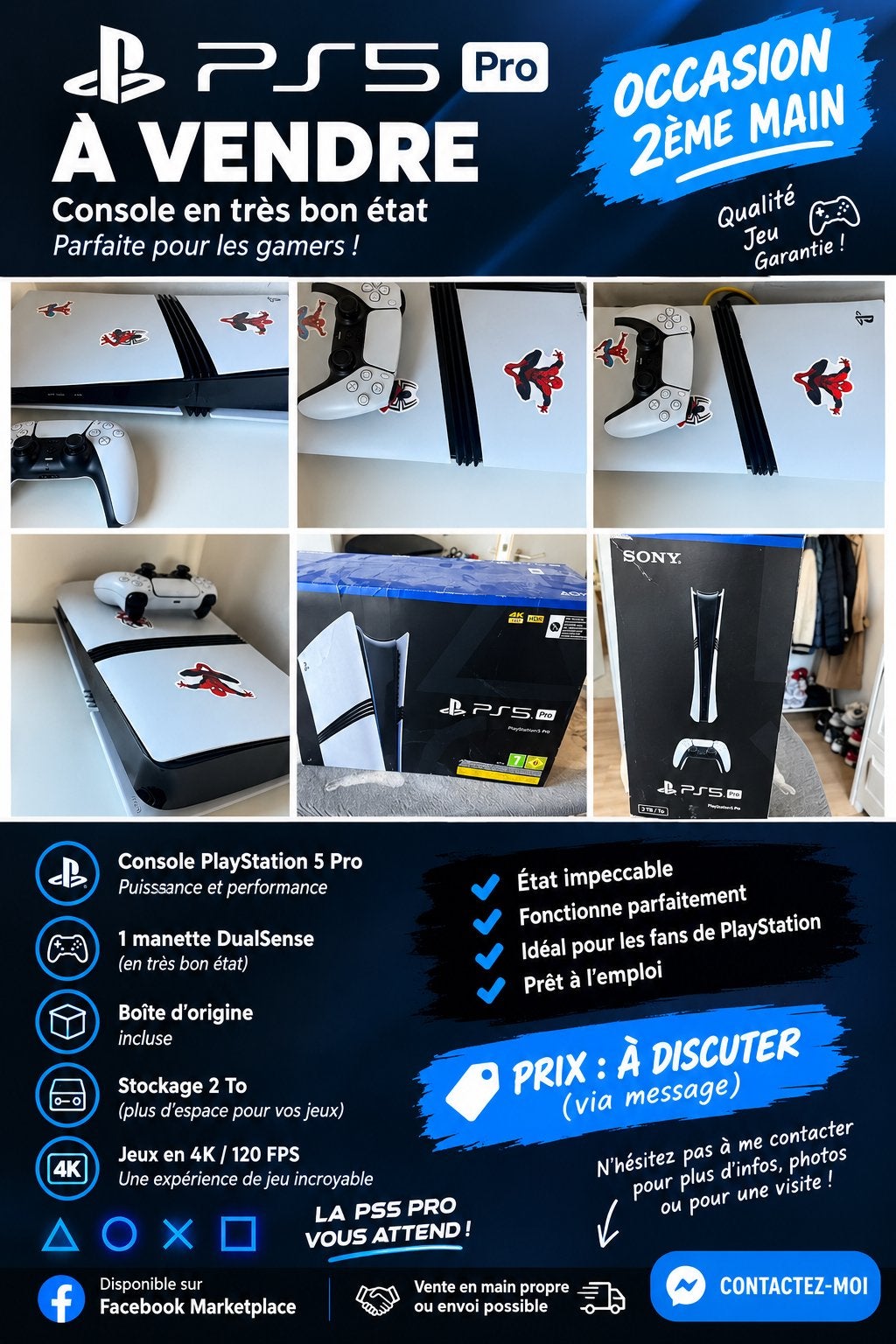 PS5 PRO 2 TO Blanche, Consoles de jeu & Jeux vidéo, Consoles de jeu | Sony PlayStation 5, Enlèvement ou Envoi, Comme neuf