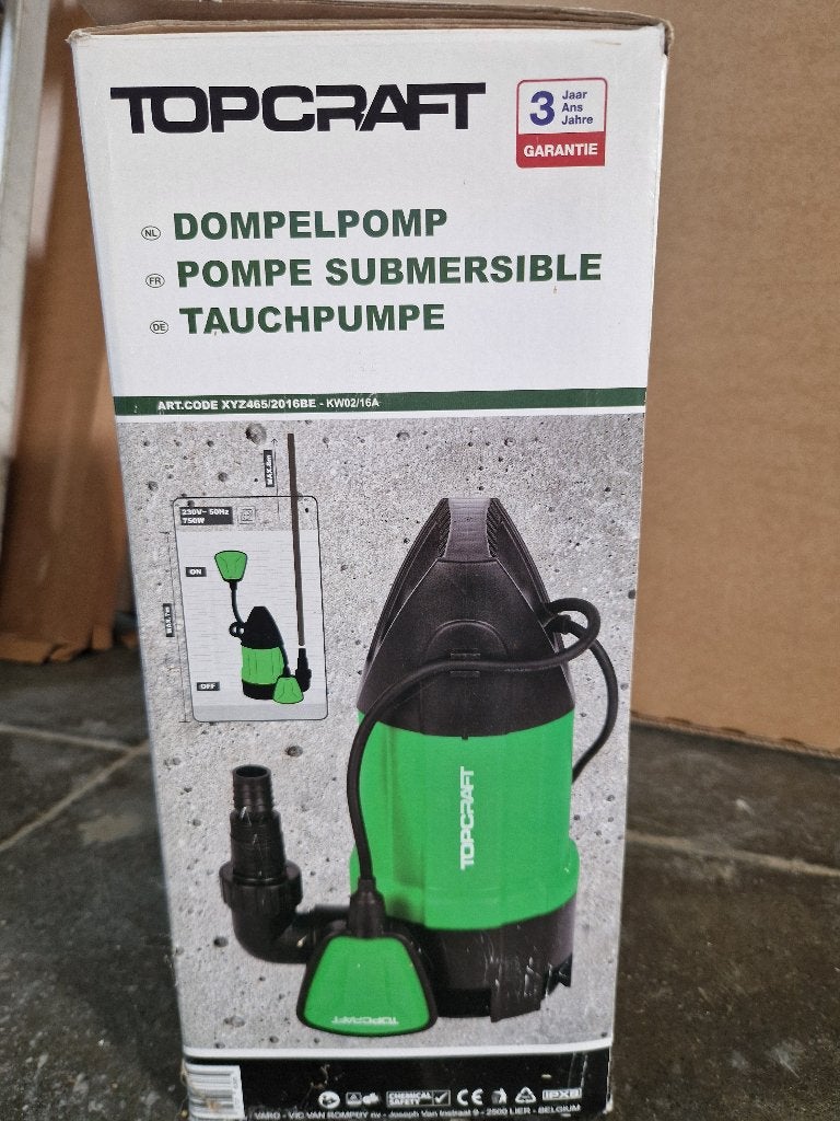 Topcraft Dompelpomp 750W – 13.000 L/u – Nieuw in doos, Ophalen, Nieuw, Elektrisch, Dompelpomp