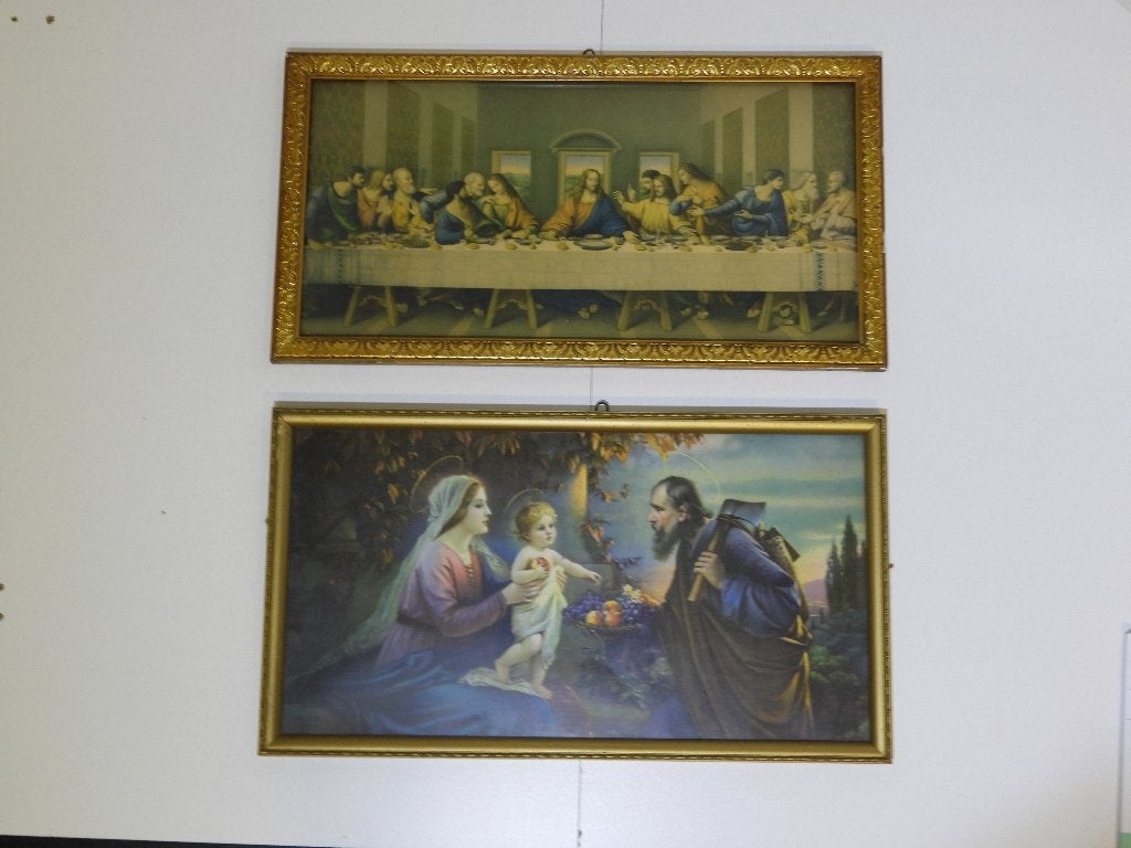 2 Religieuze Prenten in Antieke Kader, Ophalen of Verzenden