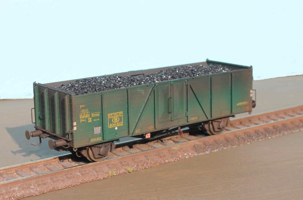NMBS Open goederen wagon type “Villach”, met echte kolen, Overige merken, Gelijkstroom, Ophalen of Verzenden, Analoog