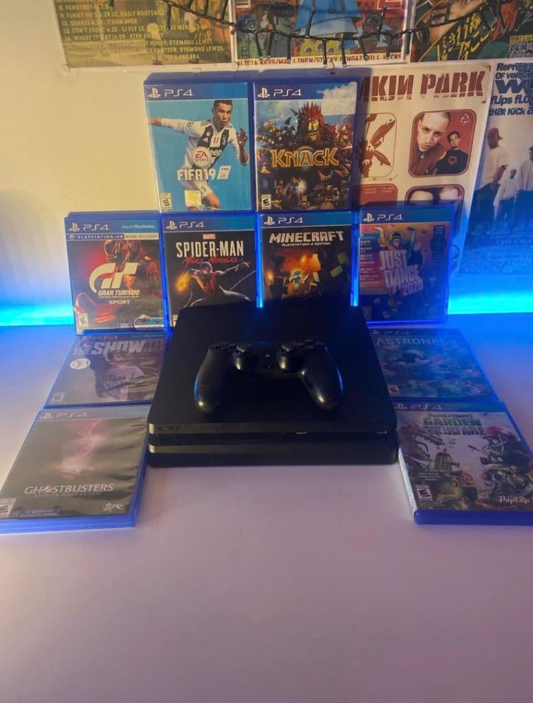 Playstation 4 +10 games + controller, Met games, Ophalen of Verzenden, Zo goed als nieuw, 1 TB