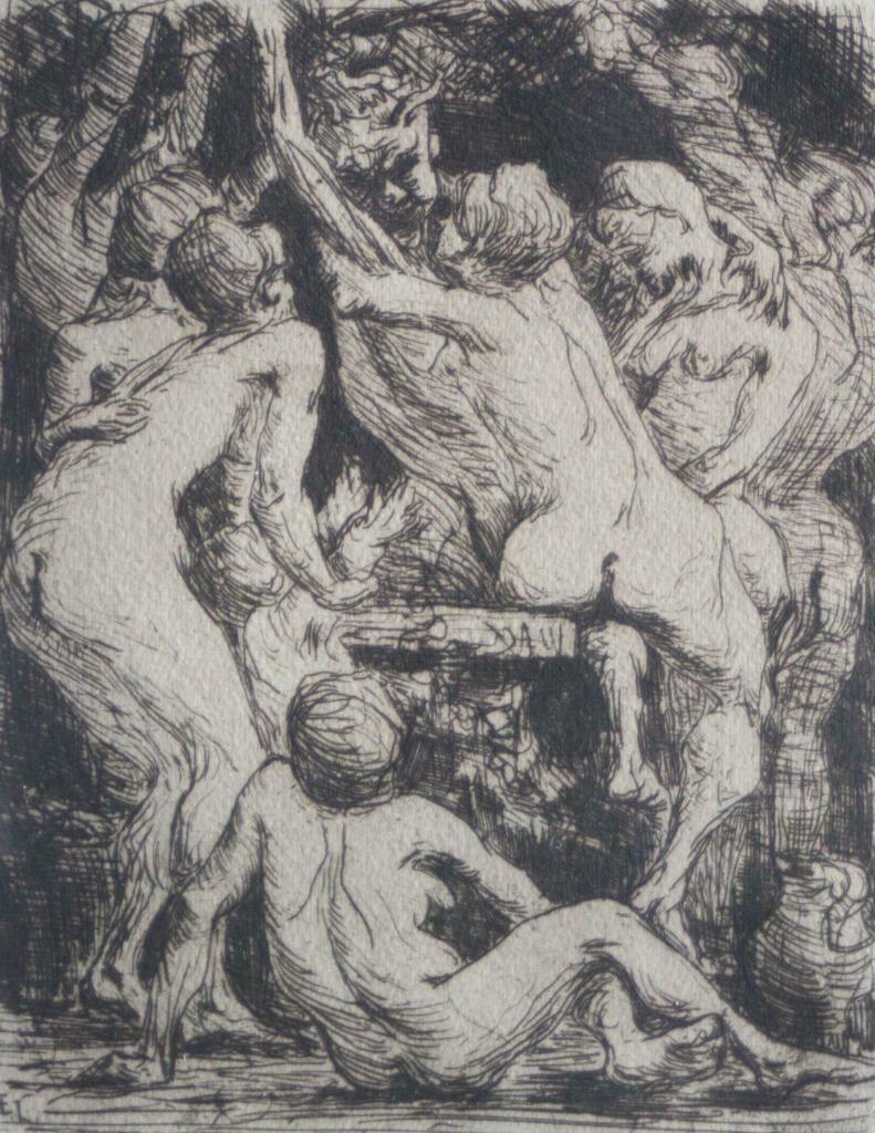 ets Eugène Laermans (1864-1940) Bacchanales, Antiek en Kunst, Kunst | Etsen en Gravures, Ophalen of Verzenden