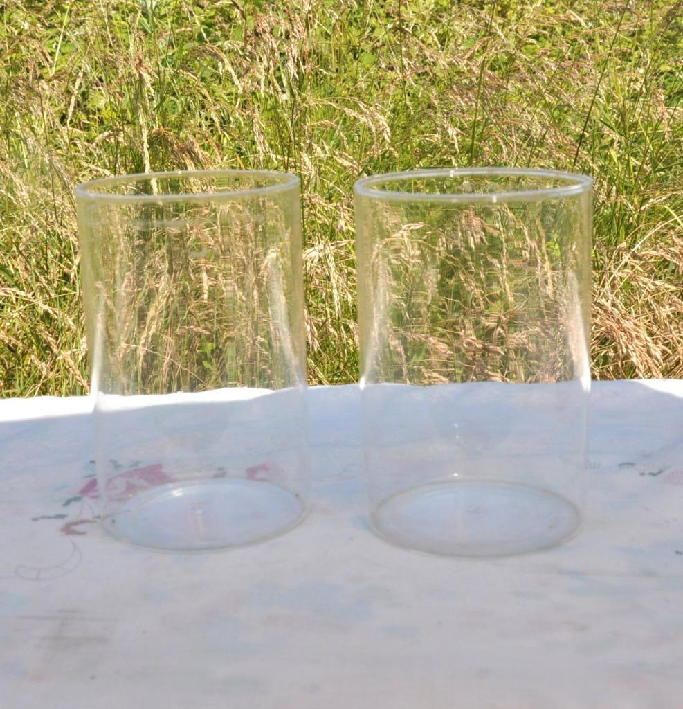 paire de vases cylindique en verre transparent, Ophalen of Verzenden, Zo goed als nieuw, Glas
