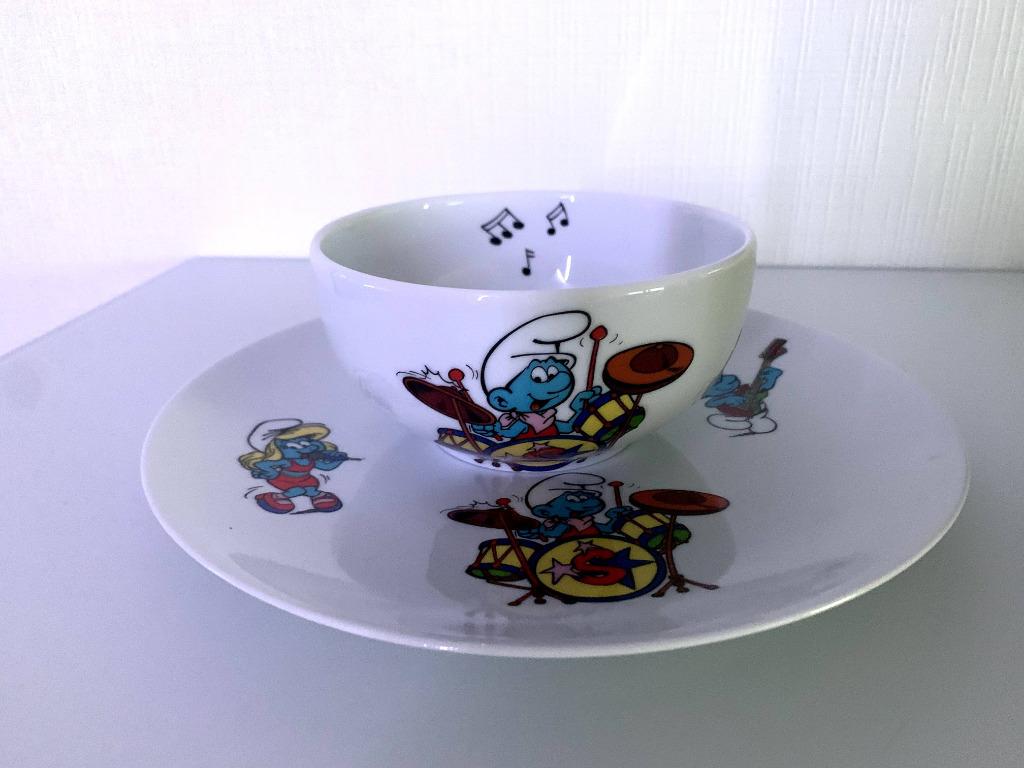 De Smurfen porseleinen bord en kom, Antiek en Kunst, Ophalen of Verzenden
