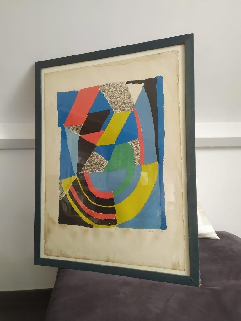 Originele kleurenlithografie gemaakt door Sonia DELAUNAY, Ophalen