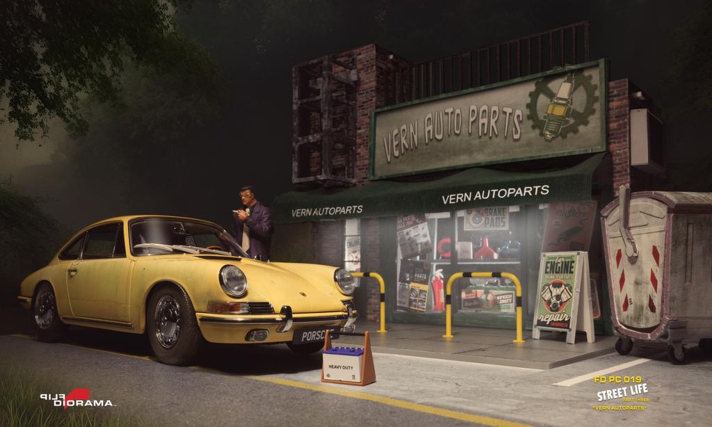 FLIPDIORAMA 019 Street life Part 3 Vern Autoparts 1:18, Enlèvement ou Envoi, Neuf, Diorama