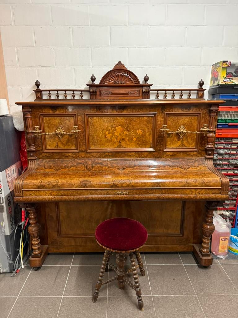 Piano JOH.HIRSCHFELD en.bois de loupe, Musique & Instruments, Pianos, Enlèvement, Comme neuf, Piano
