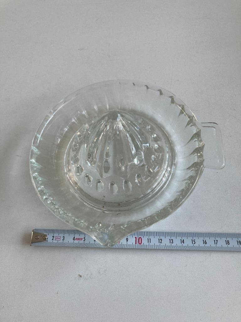 Vintage glazen ronde citroenpers, Antiek en Kunst, Ophalen of Verzenden