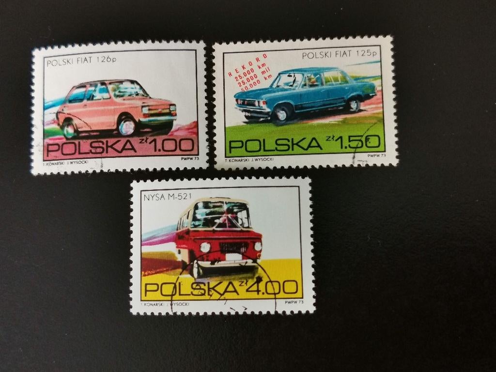 Polen 1973 - Pools auto's, minibus, vintage auto's, Ophalen of Verzenden, Polen, Gestempeld