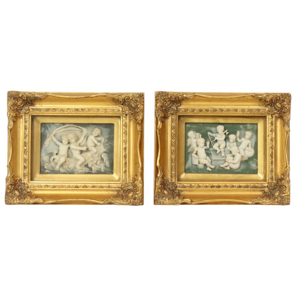 Set van 2 Ingelijste Plaquettes Albast Biggs and Sons London, Antiek en Kunst, Ophalen of Verzenden