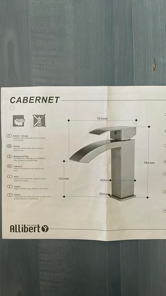 Mitigeur lavabo NEUF inox brossé Cabernet ALLIBERT, Bricolage & Construction, Sanitaire, Enlèvement, Neuf, Inox, Lavabo