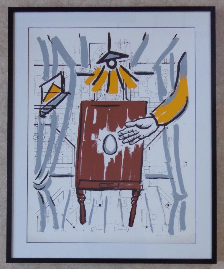 FRED BERVOETS / FIGURATIE / KLEURZEEFDRUK / 99x81cm / KADER, Enlèvement