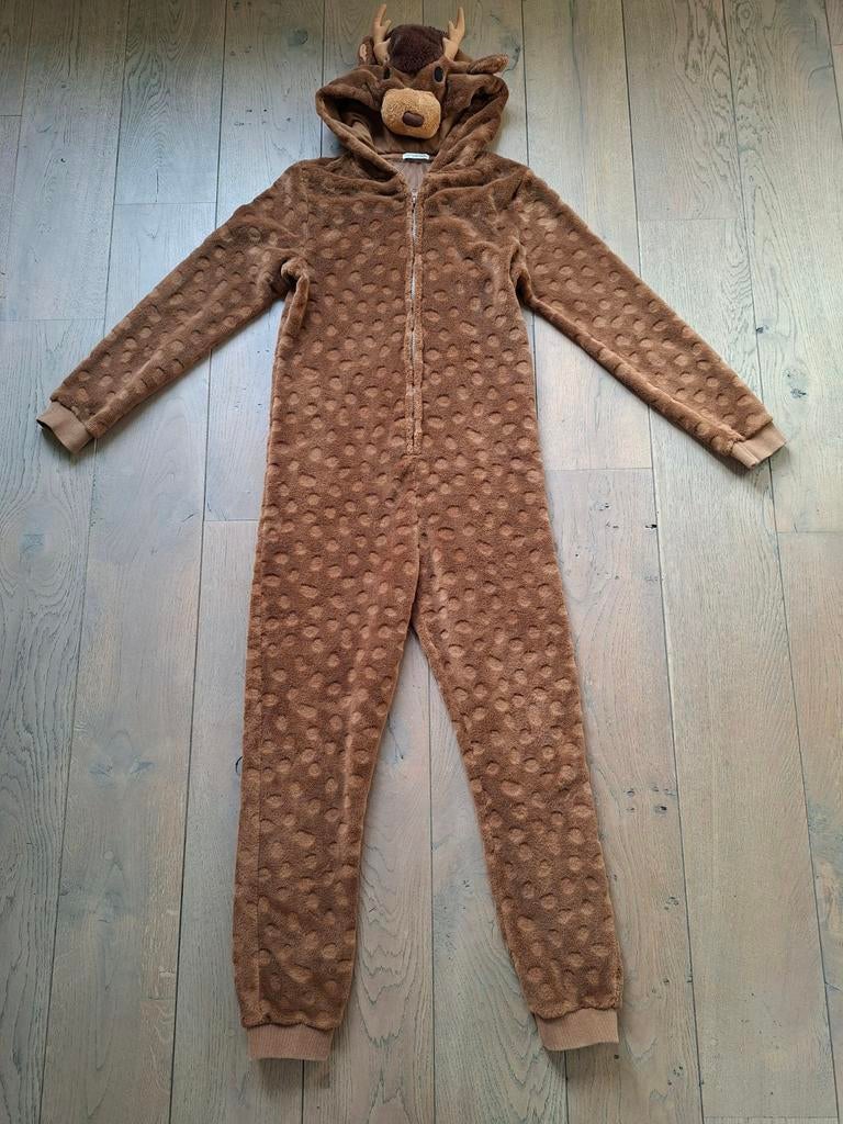 Maat 152 / 158 : onesie huispak Rudolf het rendier kerst, Kinderen en Baby's, Overige typen, Jongen of Meisje, Ophalen of Verzenden