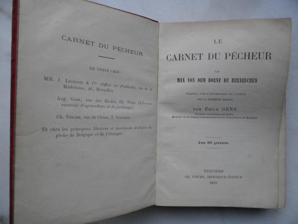 Le carnet du pêcheur 1893, Enlèvement ou Envoi, Max von dem Borne de Bern