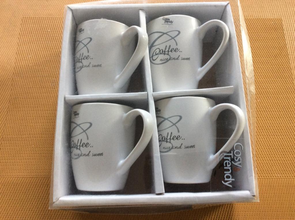 NIEUW 4 koffietassen COSY TRENDY, Ophalen, Nieuw, Overige stijlen, Kop(pen) en/of Schotel(s)