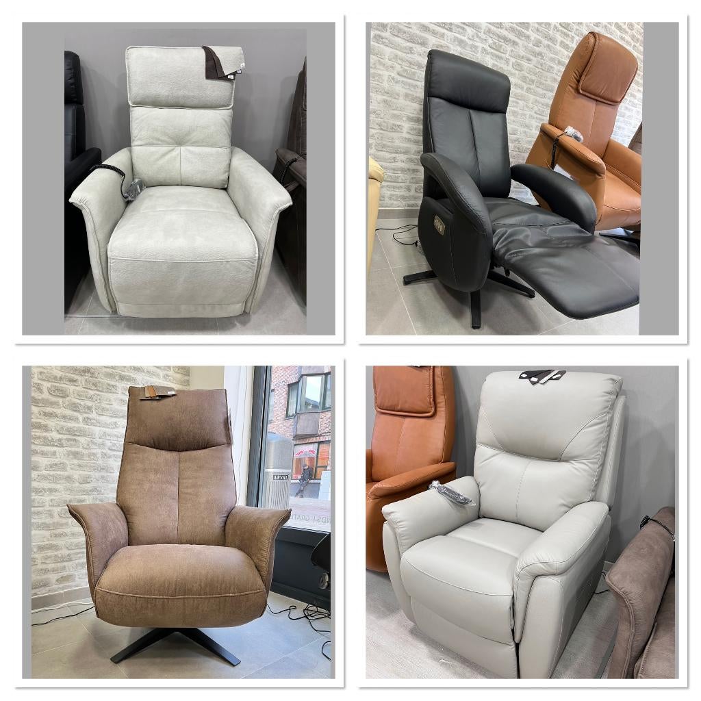 DES FAUTEUILS INCLINABLES ÉLECTRIQUES CONFORTABLES!, Maison & Meubles, Fauteuils, Neuf, Cuir, Tissus, Enlèvement ou Envoi