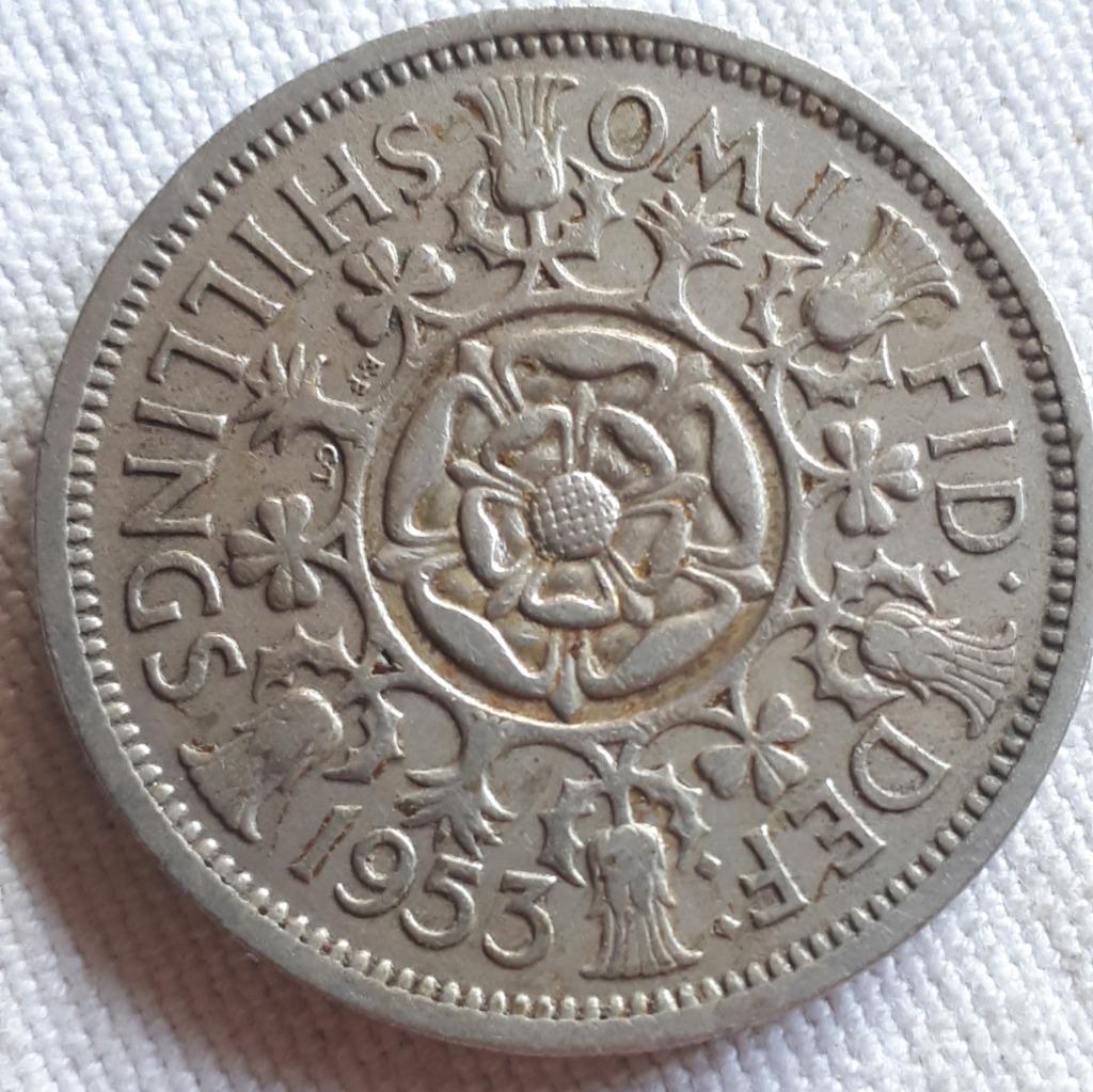 Grande-Bretagne : FLORIN 1953 KM 892 1-Jr. type, Envoi, Autres pays, Monnaie en vrac