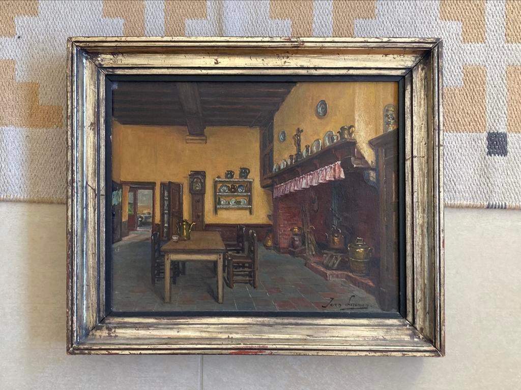 Schilderij olieverf Jean Laenen (1947), Antiek en Kunst, Ophalen