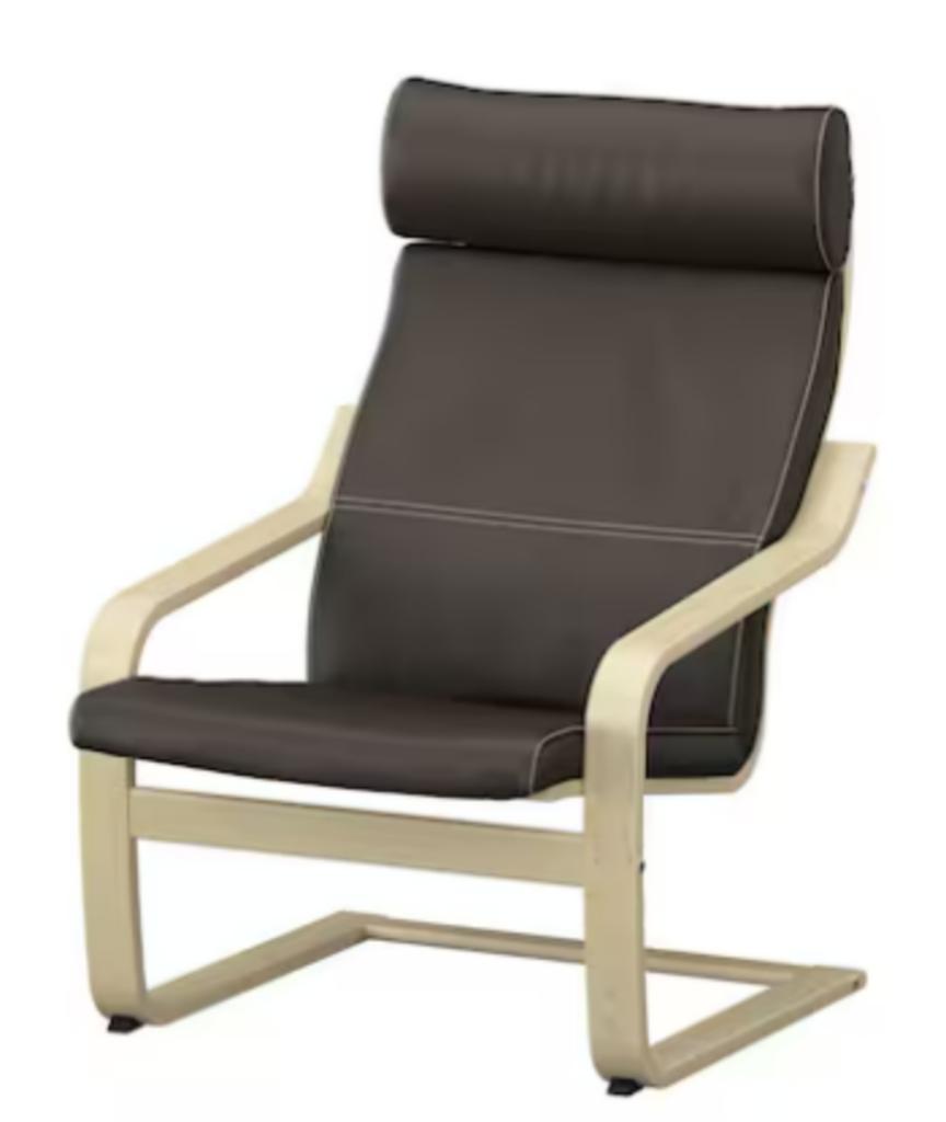Zetel Poang Ikea zwart leder, Huis en Inrichting, Fauteuils, Ophalen of Verzenden