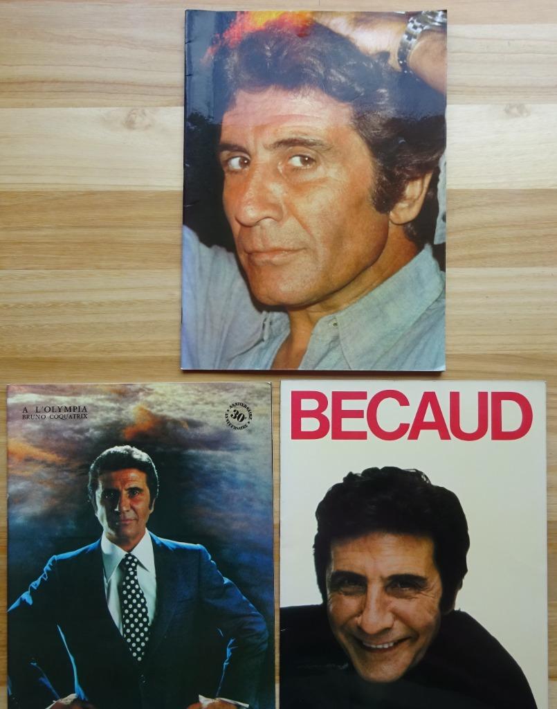 Gilbert Bécaud, 3 concertbrochures, 1 signed, Enlèvement ou Envoi, Comme neuf, Publicité