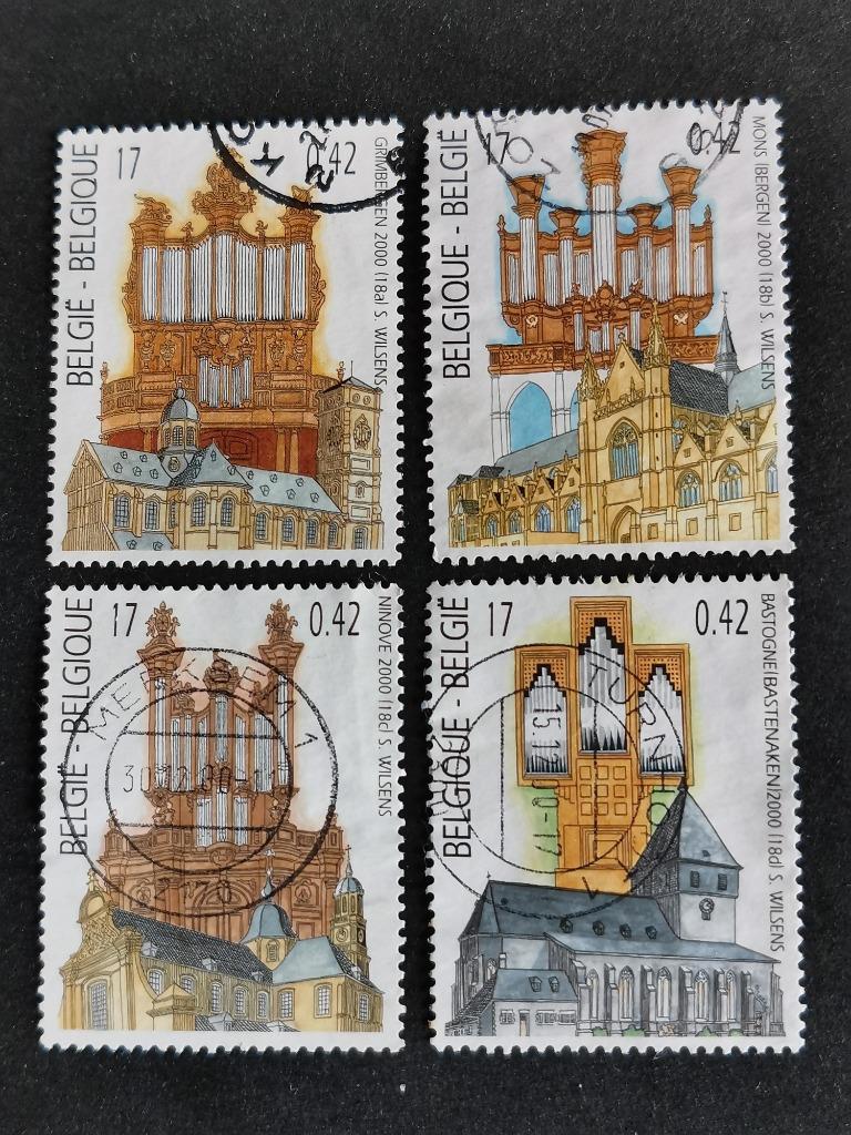Belgie 2000 - kerken en kerkorgels, muziek, muziekinstrument, Postzegels en Munten, Ophalen of Verzenden, Gestempeld, Muziek