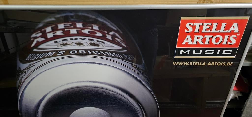 Grote ingekaderde affiche Stella Music, Verzamelen, Biermerken, Zo goed als nieuw, Stella Artois, Ophalen
