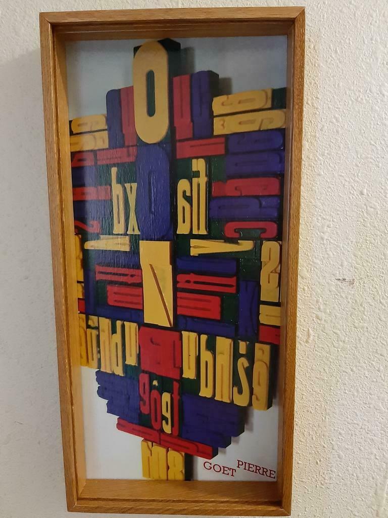 Pierre goet z.w. oude houtte druk letters ruimte cm  30 x 50, Ophalen of Verzenden