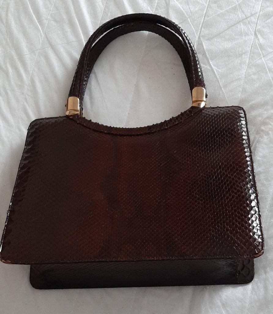 Vintage slang/ serpent handtas - bruin, Ophalen of Verzenden, Zo goed als nieuw, Bruin, Handtas
