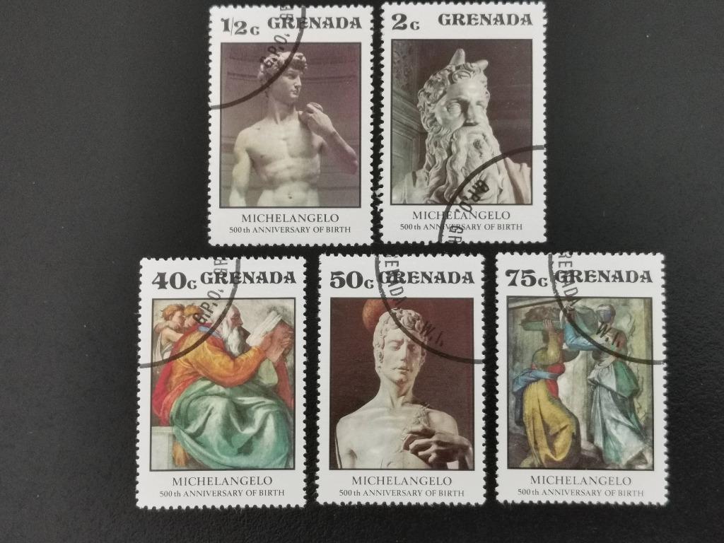 Grenade 1975 - 500 ans de la naissance de Michel-Ange - art, Enlèvement ou Envoi, Affranchi, Amérique du Nord
