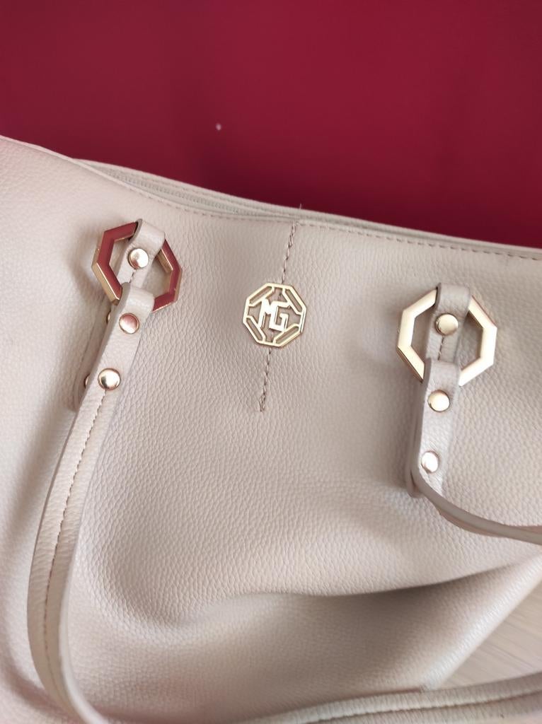 Sac beige simili cuir, Utilisé, Beige
