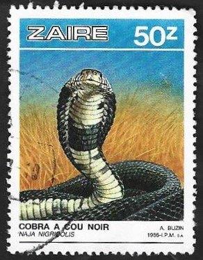 1 Postzegel Reptielen Zaïre Cobra, Enlèvement ou Envoi, Affranchi, Animal et Nature