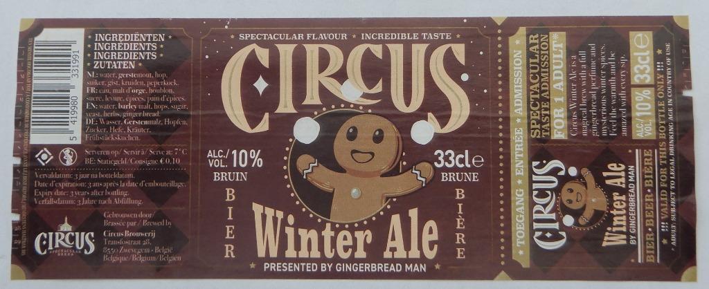 Bieretiket Circus Winter Ale Brouwerij Circus  (11m3), Verzenden, Gebruikt