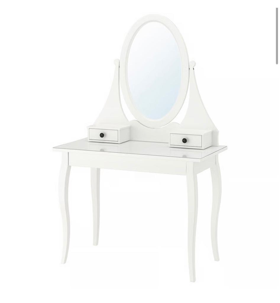 HEMNES toilettafel met spiegel, wit, 100X50cm, Huis en Inrichting, Ophalen, 100 tot 150 cm, Zo goed als nieuw, 150 tot 200 cm