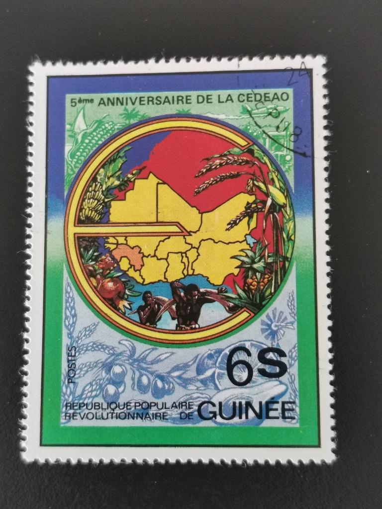 Guinee 1982 - Westafrikaanse Economische Gemeenschap kaart, Ophalen of Verzenden, Guinee, Gestempeld