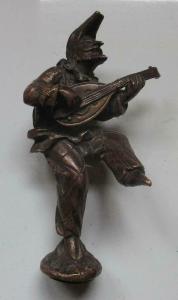 antieke bronzen stempel minestreel met luit, Antiek en Kunst, Verzenden, Brons