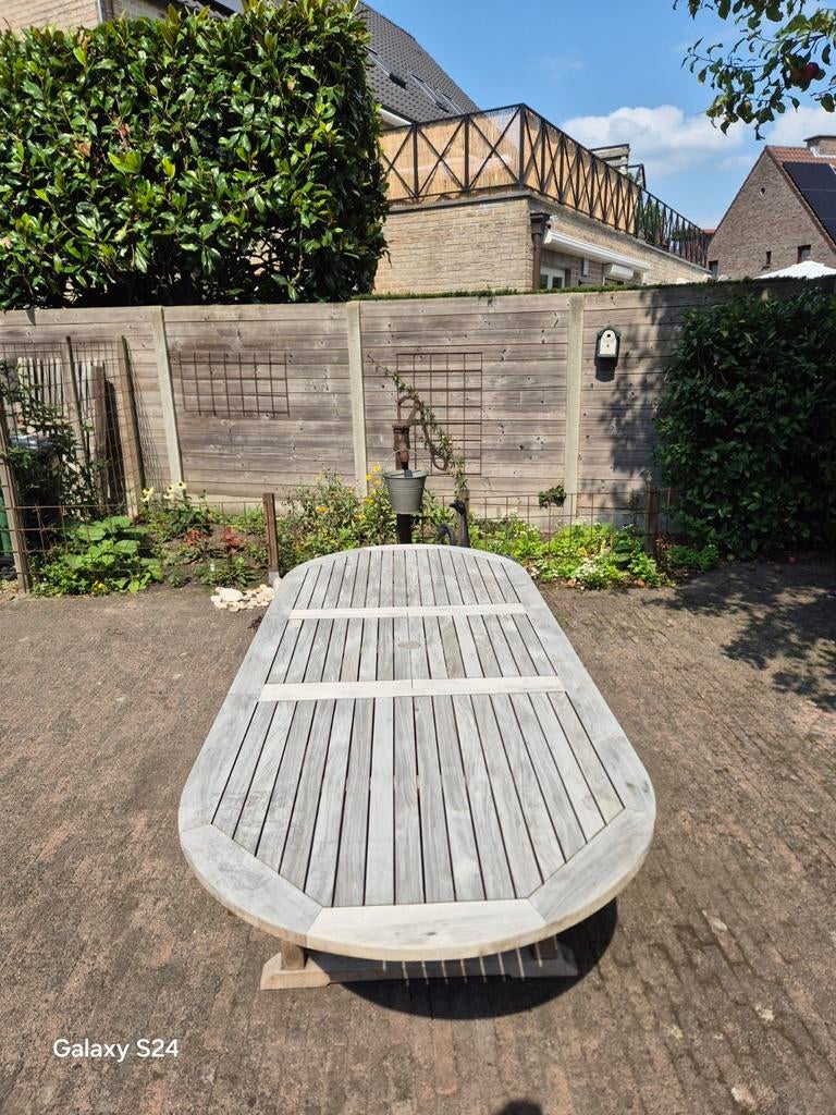 Teak uitschuifbare (tuin) tafel 180/240 x 100. Merk "Regent", Ophalen, Zo goed als nieuw