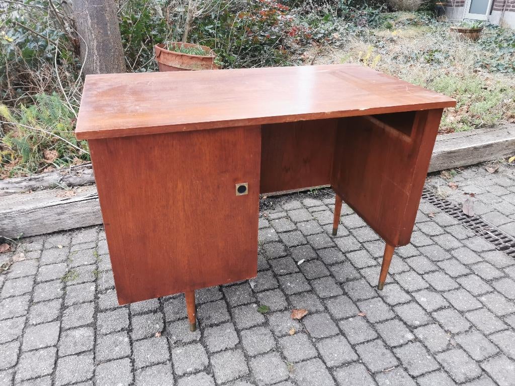 Vintage bureau met kastje, Huis en Inrichting, Bureaus, Ophalen, Gebruikt