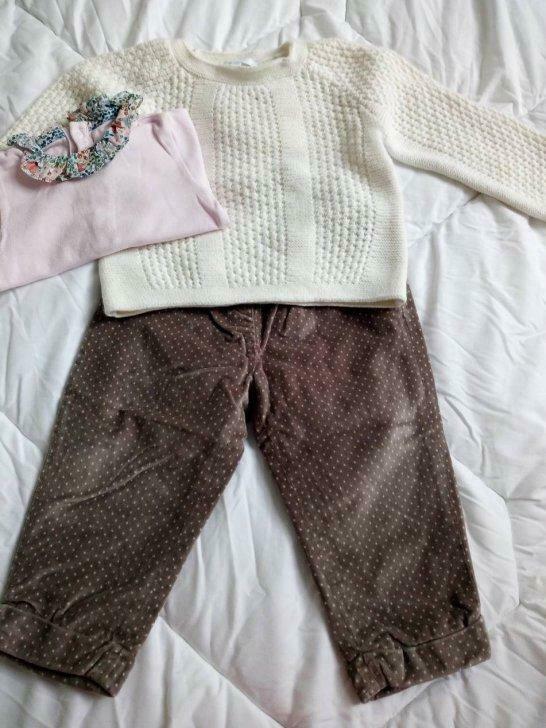 Jacadi broek + trui + body 18 maand, Enlèvement ou Envoi, Utilisé, Fille