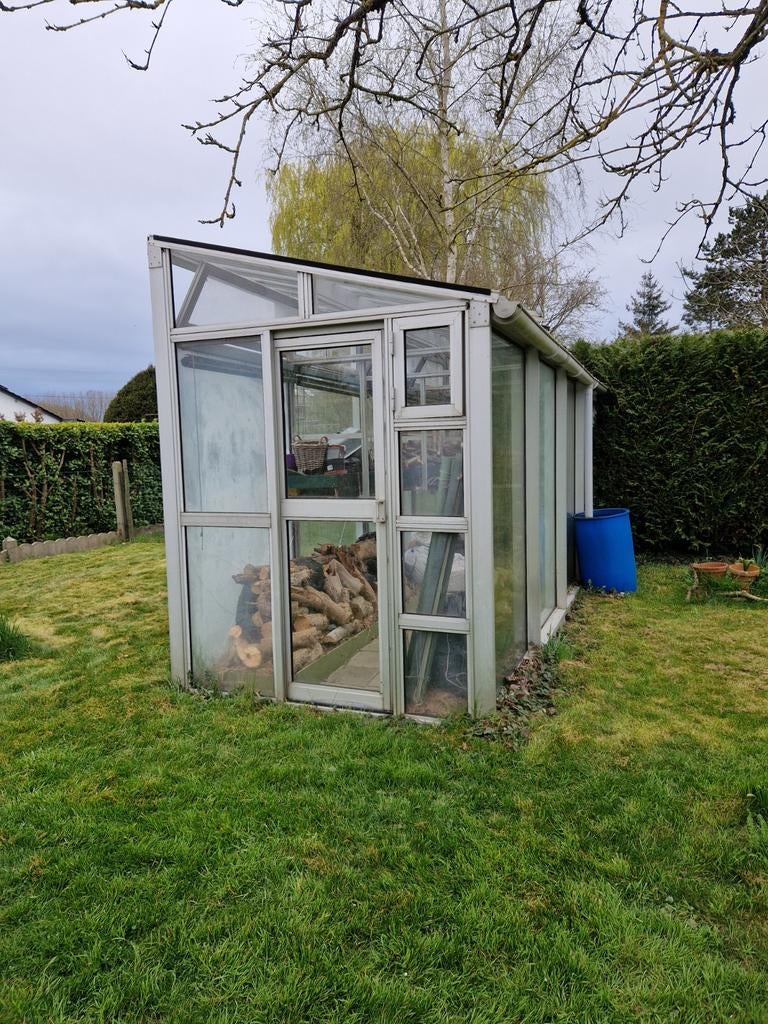 Grote glazen serre, Tuin en Terras, Glas, Gebruikt, Aluminium, Kweekkas