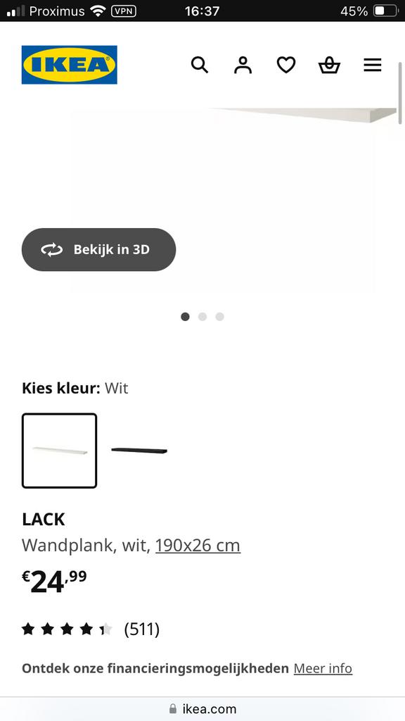 Lack ikea wandplank 190x26 eikeneffect 3pc, Enlèvement, Comme neuf