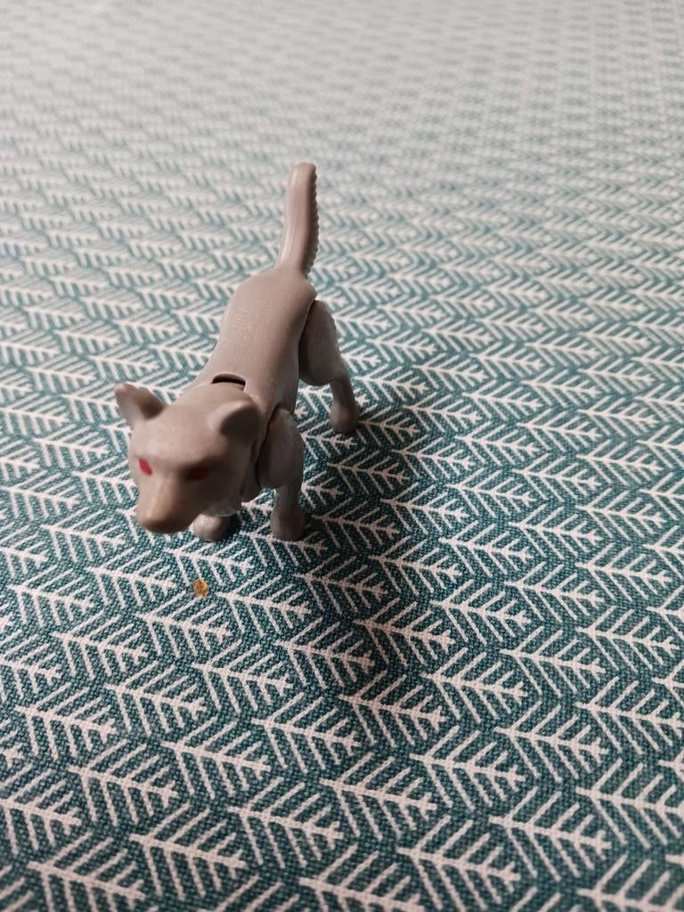 Playmobil lichtgrijze wolf met rode ogen., Ophalen of Verzenden, Zo goed als nieuw
