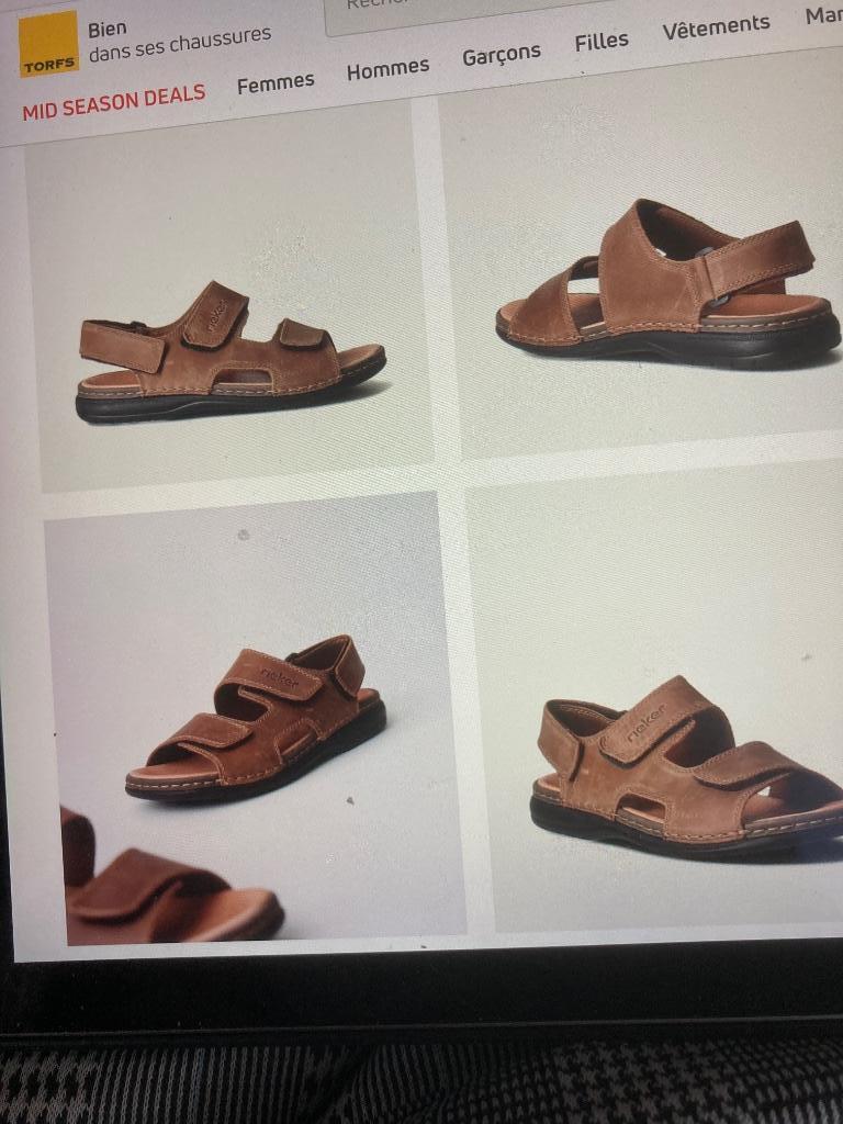 SANDALEN ( Merk/ Marque RIEKER) bruin/ brun - als nieuw 45, Enlèvement ou Envoi, Comme neuf, Brun, Sandales et Mûles